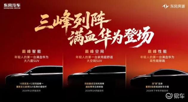 搭载华为全家桶 大六座SUV/全新轿跑 2026年东风奕派推出8款新车